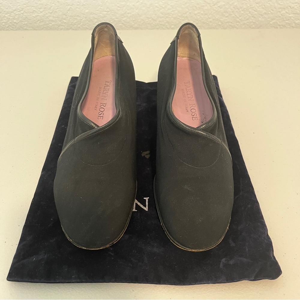 TARYN ROSE Black Fabric Shoes 2” Heel Made in Italy Size: EUR 39.5